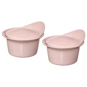 IKEA FÄRGKLAR baking/serving dish with lid, 6.8 oz, 2 pack Matte Light Pink, Ikea Outlet | 7283YECLM