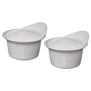 IKEA FÄRGKLAR baking/serving dish with lid, 6.8 oz, 2 pack Matte Light Gray, Ikea Outlet | 2083LCASG