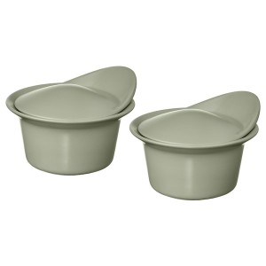 IKEA FÄRGKLAR baking/serving dish with lid, 6.8 oz, 2 pack Matte Light Green, Ikea Outlet | 6810GLHSP
