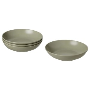 IKEA FÄRGKLAR deep plate/bowl, 9 in, 4 pack Matte Green, Ikea Outlet | 6813RWZQP