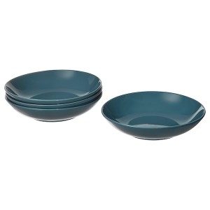 IKEA FÄRGKLAR deep plate/bowl, 9 in, 4 pack Glossy Dark Turquoise, Ikea Outlet | 2180OBDGE