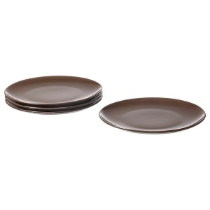 IKEA FÄRGKLAR plate, 10 in, 4 pack Glossy Brown, Ikea Outlet | 9578QDFMO
