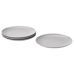 IKEA FÄRGKLAR plate, 10 in, 4 pack Matte Light Gray, Ikea Outlet | 4967ILHMW