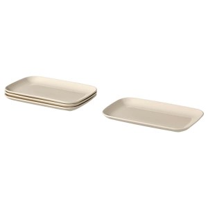 IKEA FÄRGKLAR plate, 12x7 in, 4 pack Glossy Beige, Ikea Outlet | 8415OFQKZ
