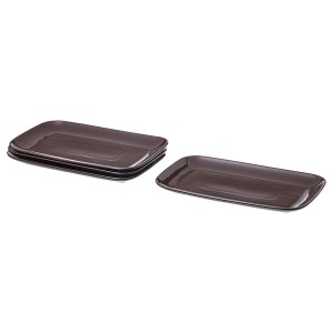 IKEA FÄRGKLAR plate, 12x7 in, 4 pack Glossy Brown, Ikea Outlet | 6195KNWJO