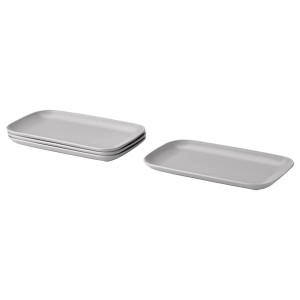 IKEA FÄRGKLAR plate, 12x7 in, 4 pack Matte Light Gray, Ikea Outlet | 0359URJTD