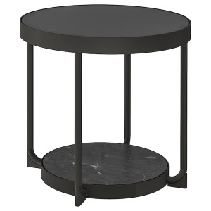 IKEA FRÖTORP side table, anthracite marble effect/black glass, 18 7/8 in, Ikea Outlet | 8096TJIRG