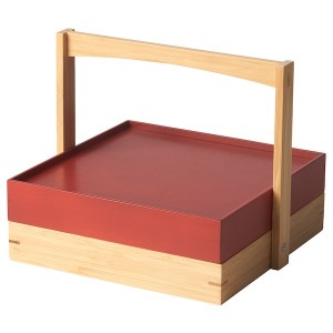 IKEA FÖSSTA serving container with lid, red/bamboo, Ikea Outlet | 7659MYDVN