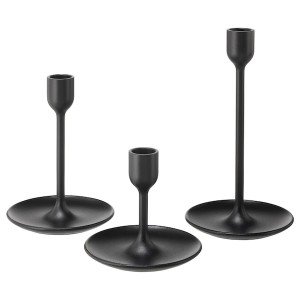 IKEA FULLTALIG candlestick, set of 3, black, Ikea Outlet | 8954KEWTU