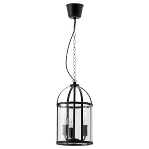 IKEA GALJON pendant lamp, black/clear glass, 10 in, Ikea Outlet | 0754OGVRN