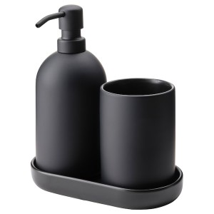 IKEA GANSJÖN 3-piece bathroom set Black, Ikea Outlet | 6490INUAE