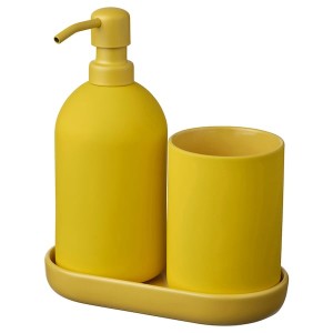 IKEA GANSJÖN 3-piece bathroom set Bright Yellow, Ikea Outlet | 8574ZODVR