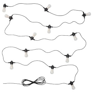 IKEA GARDJÄRN LED string light with 12 lights, black/outdoor, Ikea Outlet | 2104KMPAI