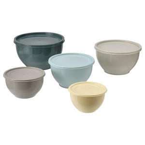 IKEA GARNITYREN bowl with lid, set of 5, mixed colors, Ikea Outlet | 1694YIERT