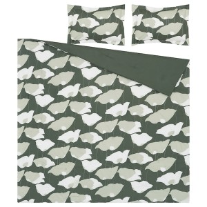 IKEA GETRUTA comforter set, King Green / White, Ikea Outlet | 4517EHOMD