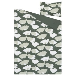 IKEA GETRUTA comforter set, Twin/Twin X-long Green / White, Ikea Outlet | 4068PVTOD