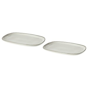 IKEA GLADELIG plate, 8x5 in, 2 pack Gray, Ikea Outlet | 9025MASCG