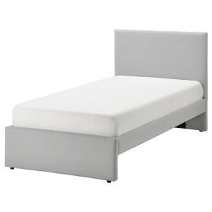 IKEA GLADSTAD upholstered bed frame, Twin Kabusa Light Gray, Ikea Outlet | 9863QJWYU