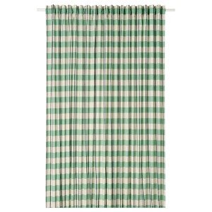 IKEA GLANSHAGTORN curtain, 1 piece, 118x98 in Green White / Black, Ikea Outlet | 2453NBVUE
