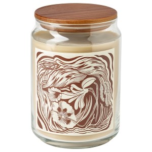 IKEA GLANSLIND scented cndl in glass w lid/2 wicks, smoky vanilla/light beige, 100 hr, Ikea Outlet | 6498PWIUJ