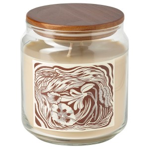 IKEA GLANSLIND scented cndl in glass w lid/2 wicks, smoky vanilla/light beige, 70 hr, Ikea Outlet | 2984XYSJU