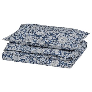 IKEA GLESSTARR duvet cover and pillowcase(s), Twin Dark Blue / White, Ikea Outlet | 4763XRINL