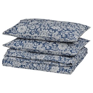 IKEA GLESSTARR duvet cover and pillowcase(s), King Dark Blue / White, Ikea Outlet | 2958LBZAH
