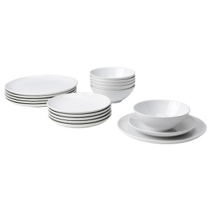 IKEA GODMIDDAG 18-piece dinnerware set, white, Ikea Outlet | 4572LJUCB