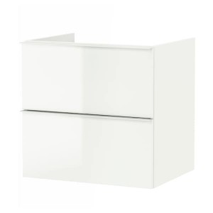 IKEA GODMORGON Bathroom vanity with 2 drawers, 23 5/8x18 1/2x22 7/8 in High Gloss White, Ikea Outlet | 6419RSVHN