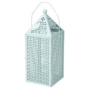 IKEA GOKVÄLLÅ lantern for block candle, blue, 16x6x6 in, Ikea Outlet | 3921OXEFB