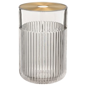 IKEA GRADVIS vase with metal insert, clear glass/gold, 8 ¼ in, Ikea Outlet | 2803EVRTG