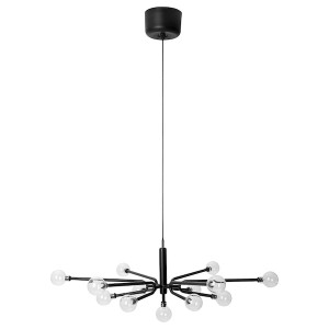 IKEA GRINSBYN chandelier w light bulbs, 13-arm, black, Ikea Outlet | 8403IOUBG