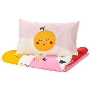 IKEA GRÖNFINK duvet cover 1 pillowcase f crib, 43x49/14x22 in Multicolor / Stripe, Ikea Outlet | 5697ROHFA
