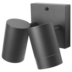 IKEA GRÖNSPRÖT wall lamp double, hardwired, outdoor black, Ikea Outlet | 0936WZPUV