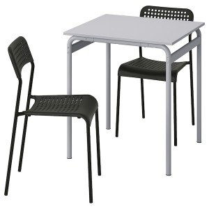 IKEA GRÅSALA / ADDE table and 2 chairs, gray gray/black, 26 3/8 in, Ikea Outlet | 4671BOKMF