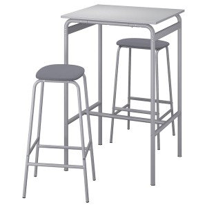IKEA GRÅSALA / GRÅSALA bar table and 2 bar stools, gray gray/gray, 29 1/2 in, Ikea Outlet | 2306PSFXQ