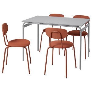 IKEA GRÅSALA / ÖSTANÖ table and 4 chairs, 43 1/4 in Gray / Remmarn Red / Brown, Ikea Outlet | 8576VMTDW
