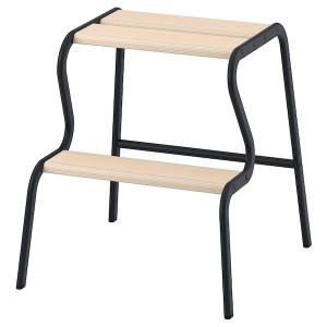 IKEA GRUBBAN step stool Black / Birch, Ikea Outlet | 2573MQZAG