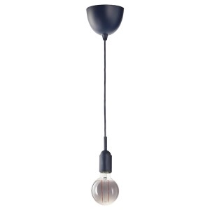 IKEA GRÅVACKA / MOLNART pendant lamp with LED bulb, dark blue/gray clear glass, 4 in, Ikea Outlet | 7845RUDVX