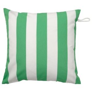 IKEA GULLBERGSÖ cushion cover, in/outdoor, 20x20 in Green / White, Ikea Outlet | 3698ICOEA