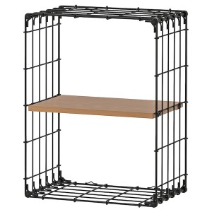 IKEA GULLHULT wall shelf, black/pine antique, 11 3/4x15 3/4 in, Ikea Outlet | 8397PXITD