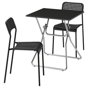 IKEA GUNDE / ADDE table and 2 chairs, folding black/black, 26 3/8x26 3/8 in, Ikea Outlet | 9837MDVZW