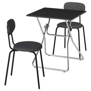 IKEA GUNDE / ÖSTANÖ table and 2 chairs, folding black/Remmarn dark gray, 26 3/8x26 3/8 in, Ikea Outlet | 7924OUFZS