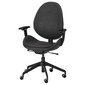 IKEA HATTEFJÄLL office chair with armrests Smidig Black / Black, Ikea Outlet | 6280WORPZ