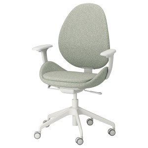 IKEA HATTEFJÄLL office chair with armrests Gunnared Light Green / White, Ikea Outlet | 7864LZSPJ