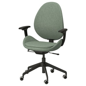 IKEA HATTEFJÄLL office chair with armrests Gunnared Green / Black, Ikea Outlet | 3812ECQMU