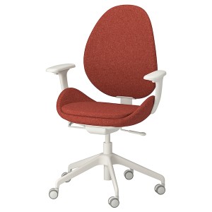 IKEA HATTEFJÄLL office chair with armrests Gunnared Red / White, Ikea Outlet | 1270XYMEB