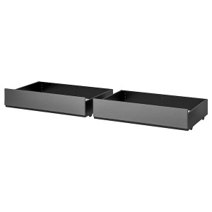 IKEA HAUGA upholstered bed storage box, Full/Double/Twin/Single, 2 pack Vissle Gray, Ikea Outlet | 3607FOYUS