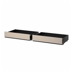IKEA HAUGA upholstered bed storage box, Queen/King, 2 pack Lofallet Beige, Ikea Outlet | 9048SBTEJ