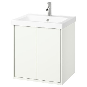 IKEA HAVBÄCK / ORRSJÖN Bathroom vanity w doors/sink/faucet, 25x21 3/4x27 5/8 in White, Ikea Outlet | 9402OSRYB